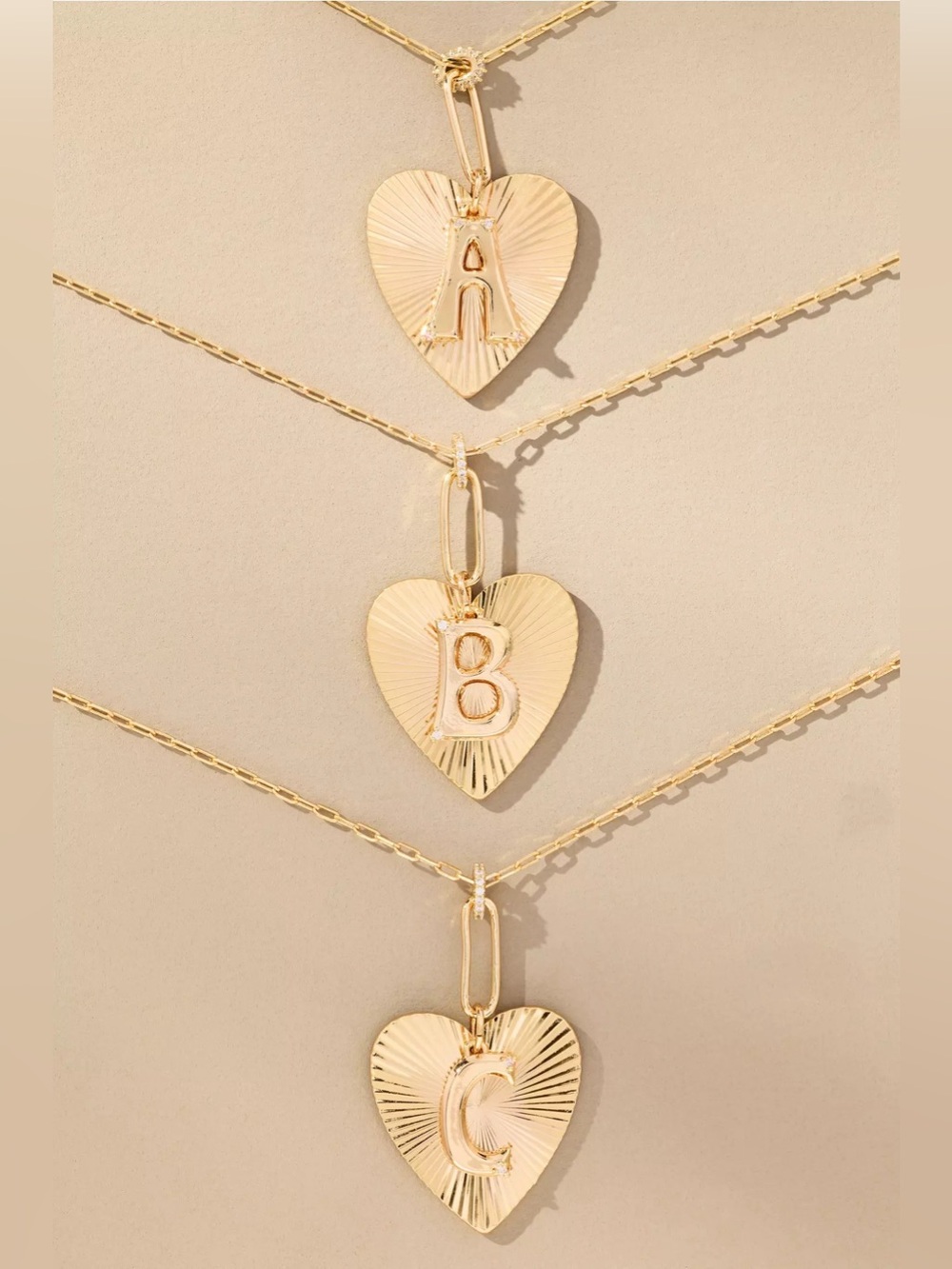 NWT Anthropologie Fluted Heart Pendant Monogram Necklace Letter A